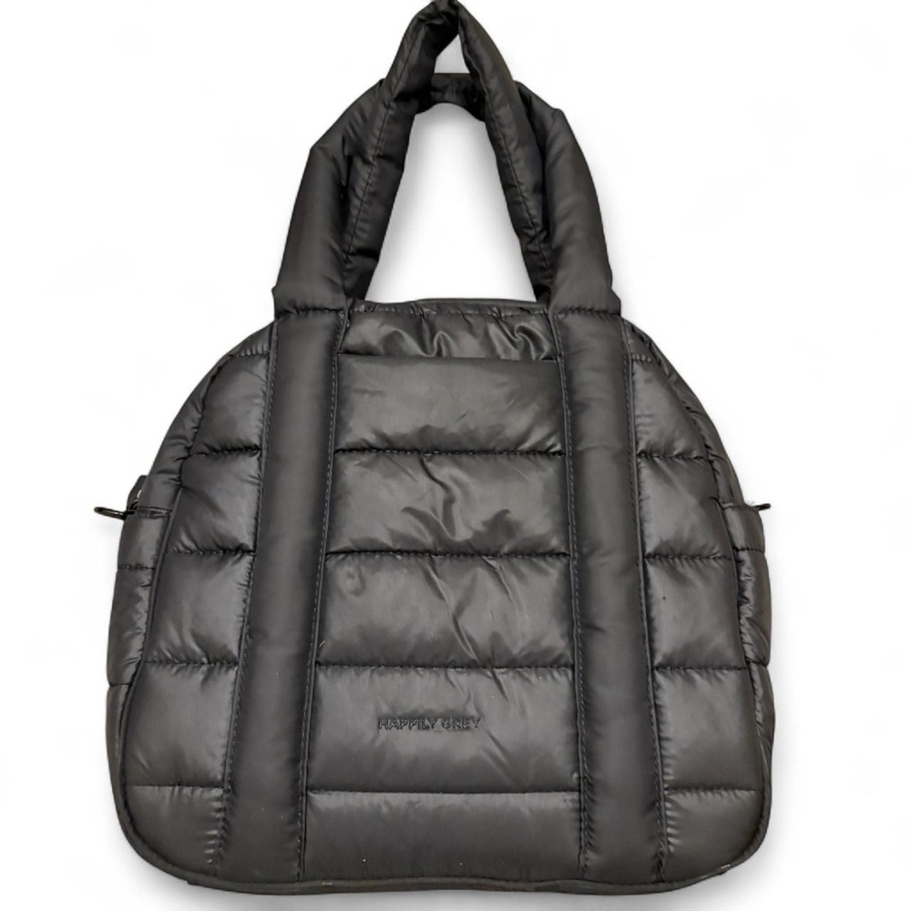 Happily Grey Black Padded Puffer Bag